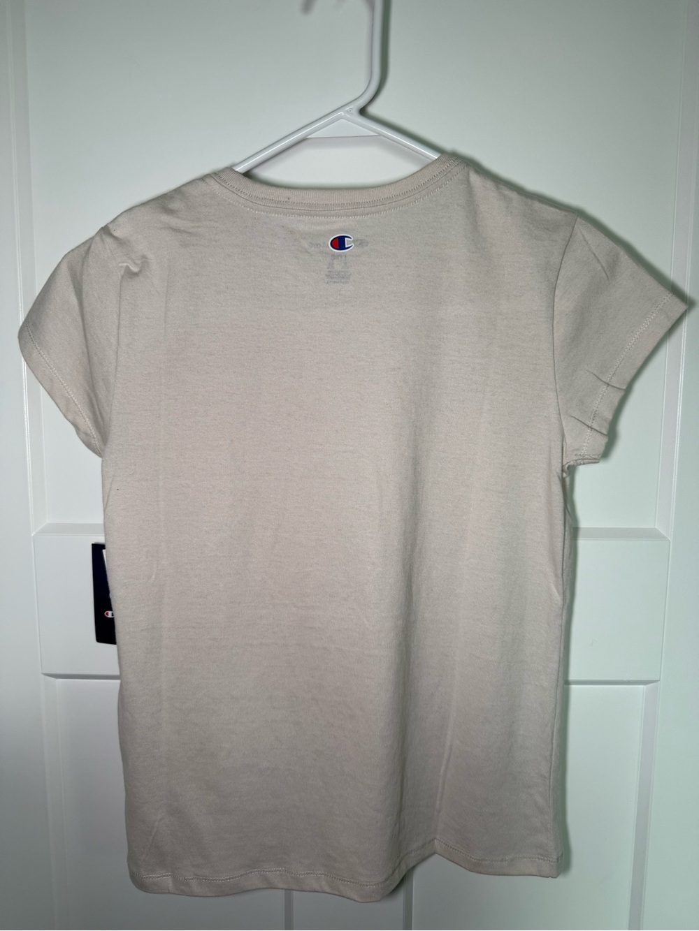 Champion Cream Tee with glitter Pink Logo - Picture 3 of 5